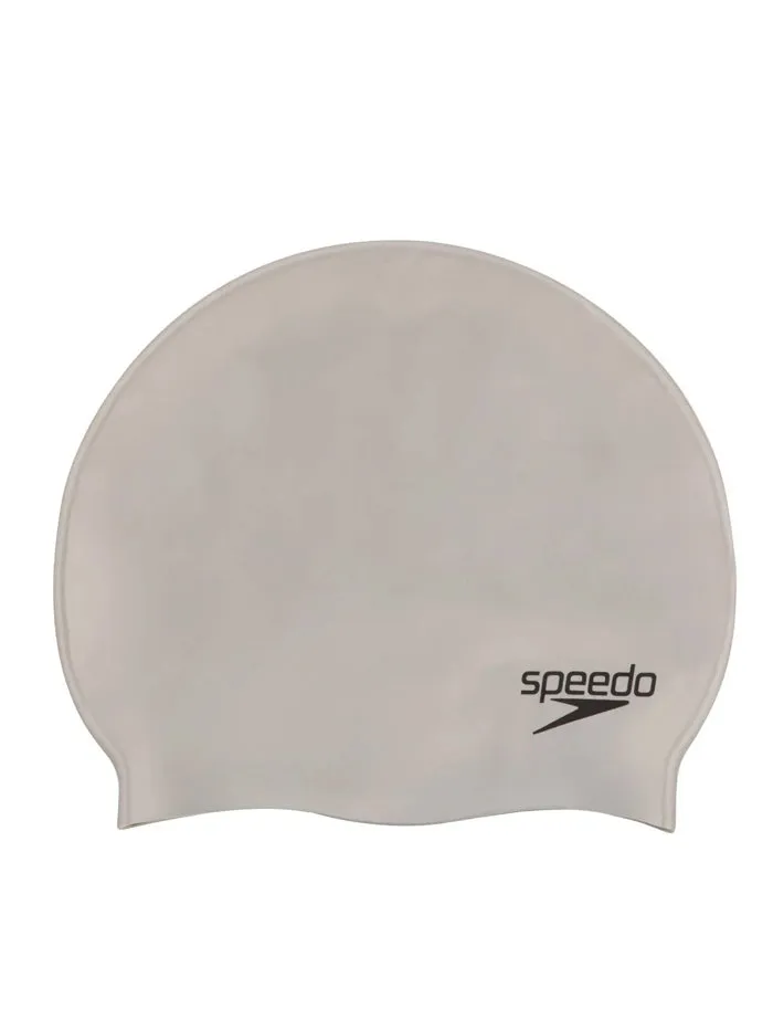Speedo Flat Silicone Swim Cap Adults Silver One Size