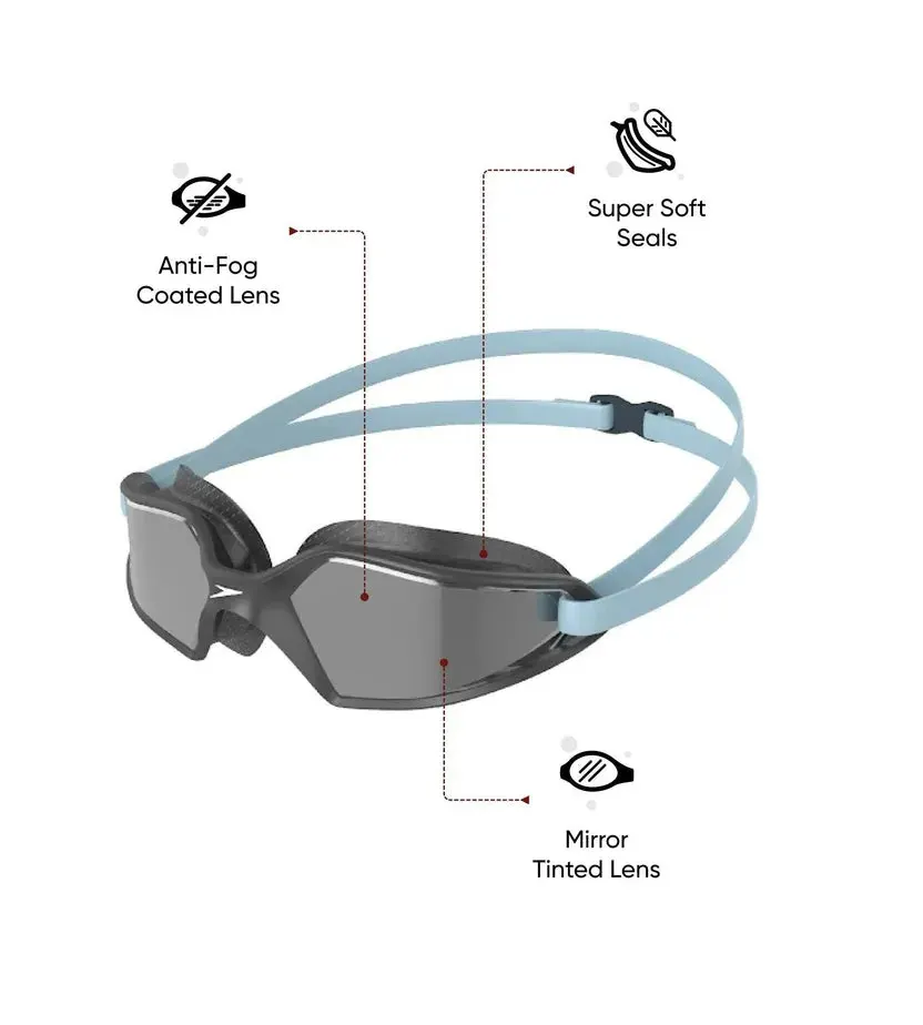 Speedo Hydropulse Mirror Swim Goggles Grey/Silver One Size (Adults)