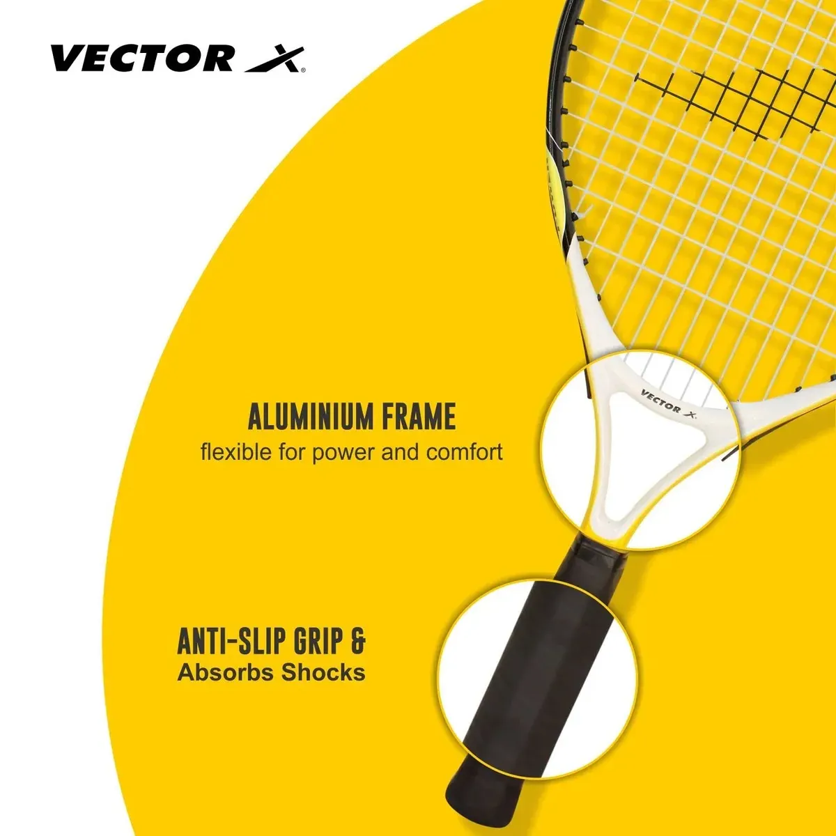 Vector X VXT-1100 Junior Tennis Racquet 21 Inch Yellow Black