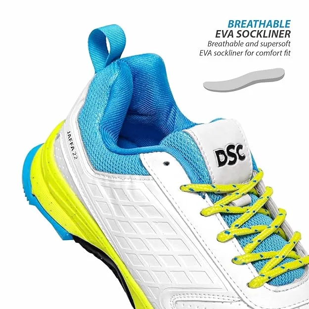 DSC Jaffa 22 Cricket Shoes White Lime Yellow Size 9