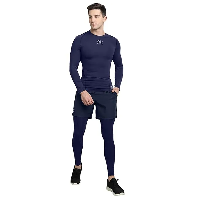 Shrey 1760 Intense Compression Long Tights Navy Blue XX-Large 92% Polyester 8% Lycra Cricket Sports