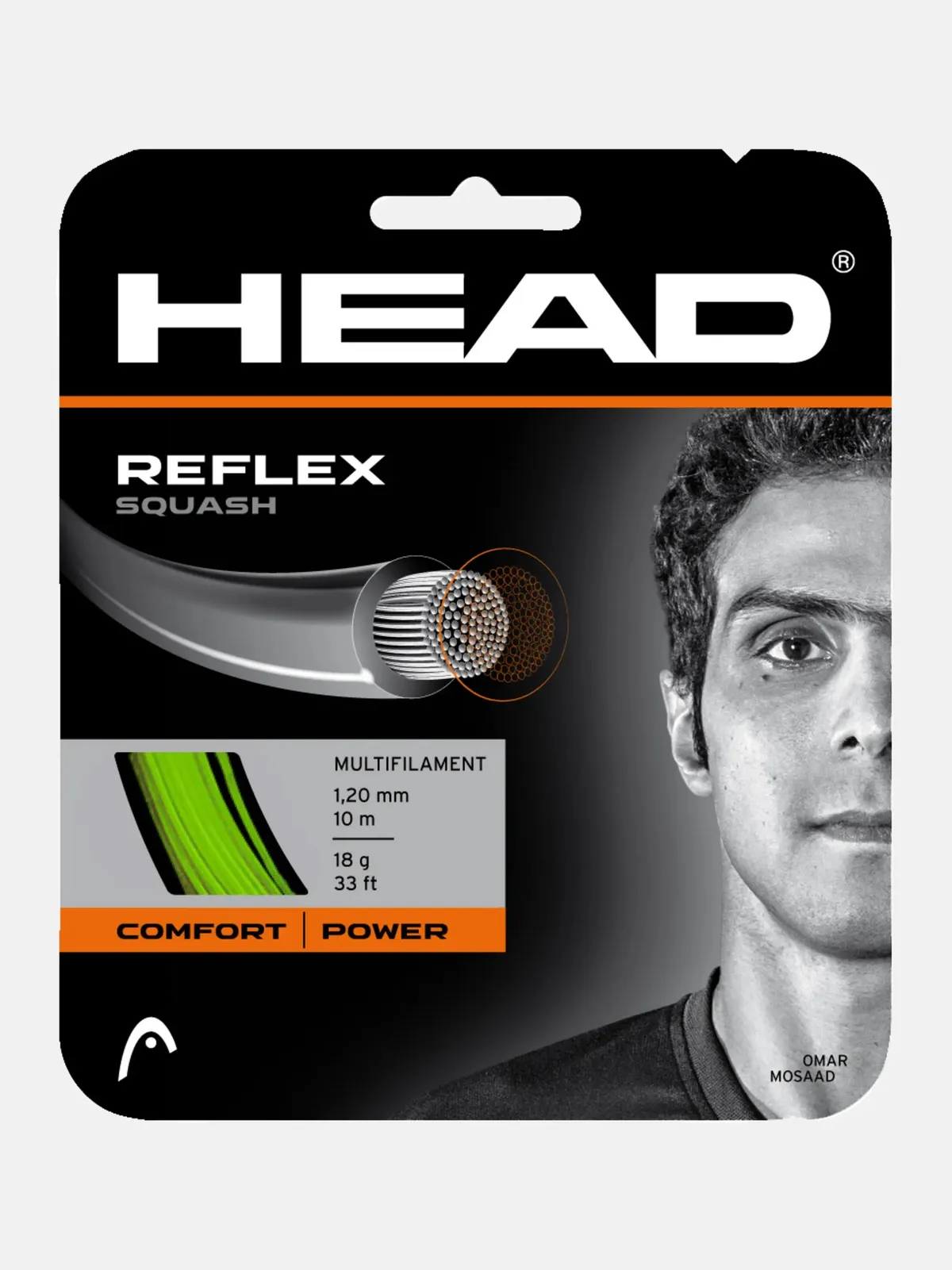 HEAD Reflex Squash String Set Green 16L Gauge 1.30mm Premium Nylon Multifilament