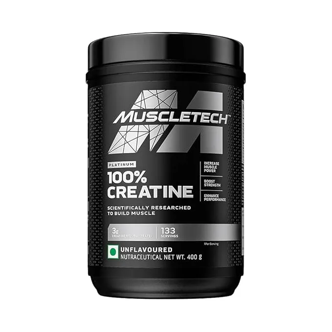 MuscleTech Essential 100% Creatine Monohydrate Unflavoured 400g 5g Per Serving HPLC-Tested
