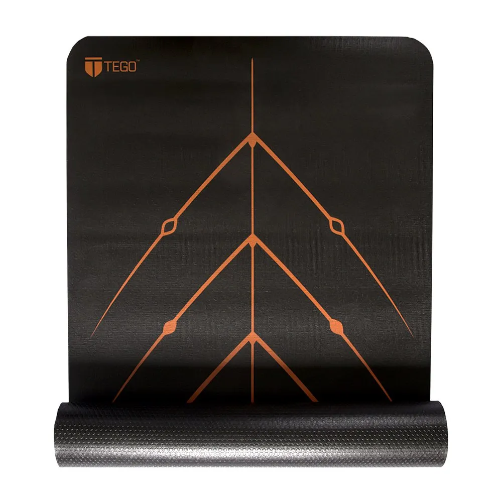 TEGO TS0243-0 Yoga Mat Black-Orange 5mm Eco-Friendly Non-Slip with Posture Reference