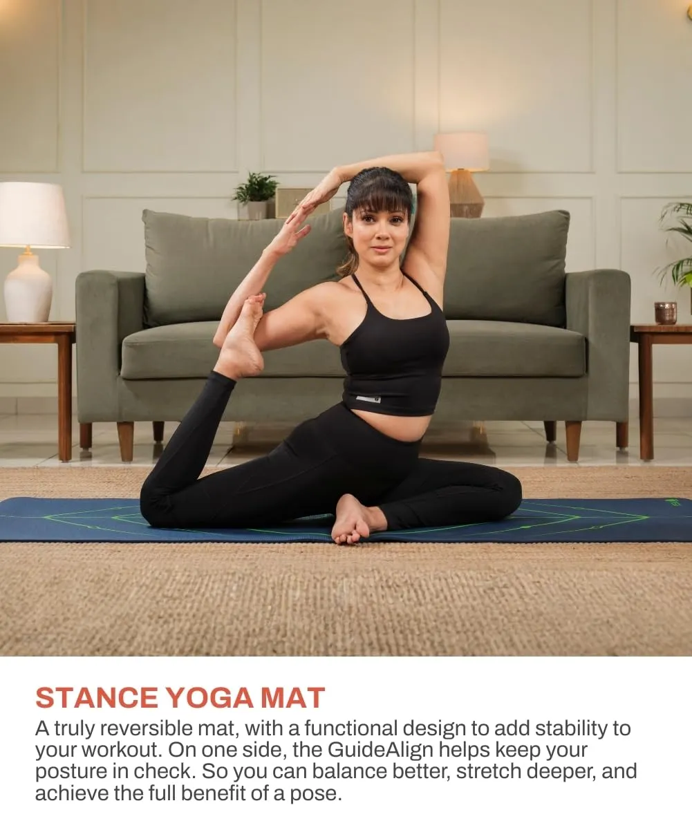 TEGO TS0243-0 Yoga Mat Black-Orange 5mm Eco-Friendly Non-Slip with Posture Reference