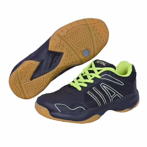 Total Vintage Badminton Shoes PU Mesh Non-Marking Rubber Indoor Court Lime/Black UK 11