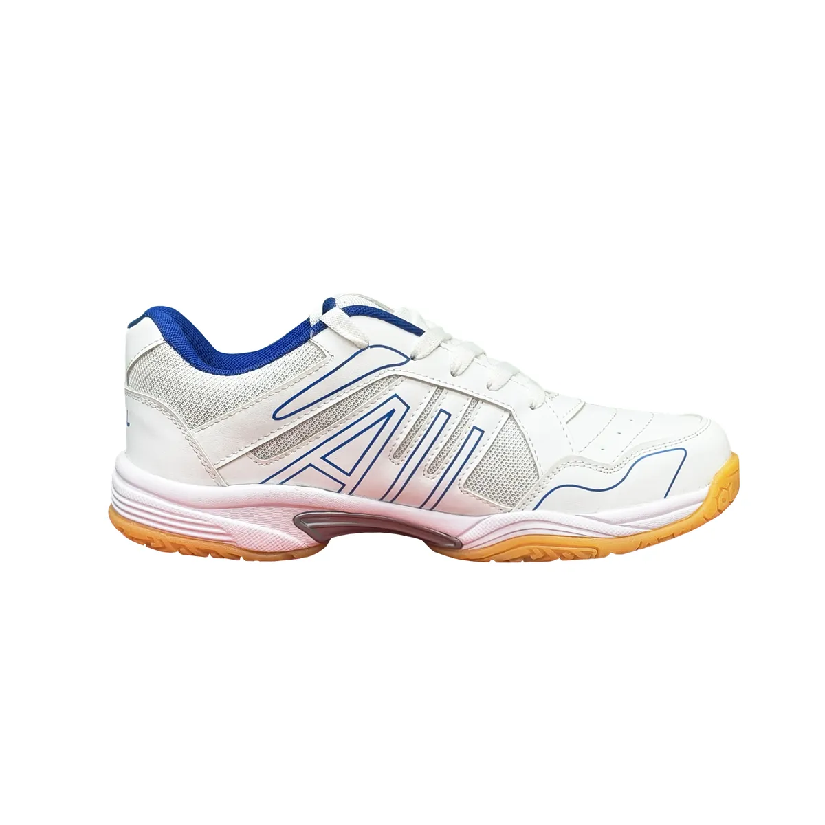 Total Vintage Badminton Shoes PU Mesh Non-Marking Rubber Indoor Court White/Blue UK 11