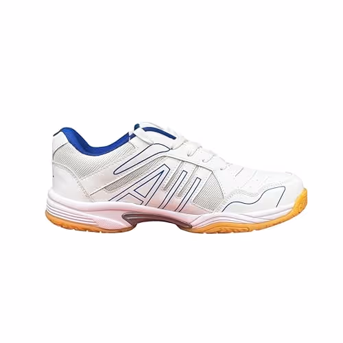 Total Vintage Badminton Shoes PU Mesh Non-Marking Rubber Indoor Court White/Blue UK 11