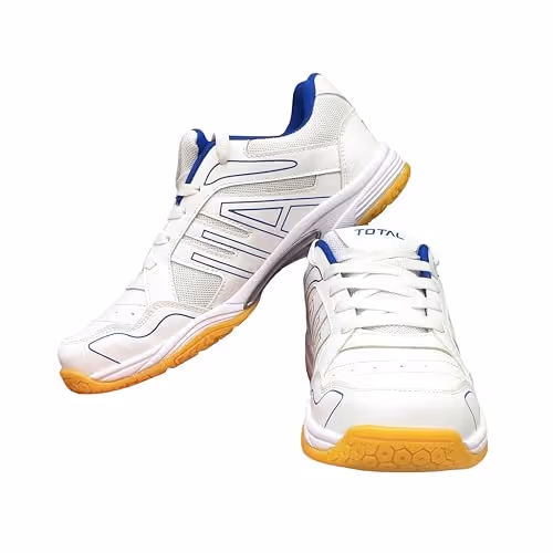 Total Vintage Badminton Shoes PU Mesh Non-Marking Rubber Indoor Court White/Blue UK 11