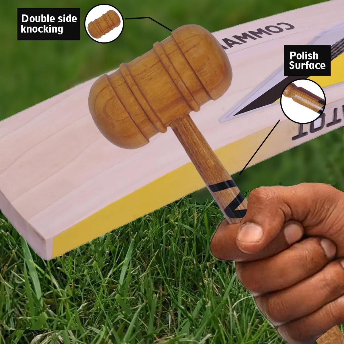 Total Bat Mallet Wooden Knocking Hammer Cricket Bat Preparation Tool