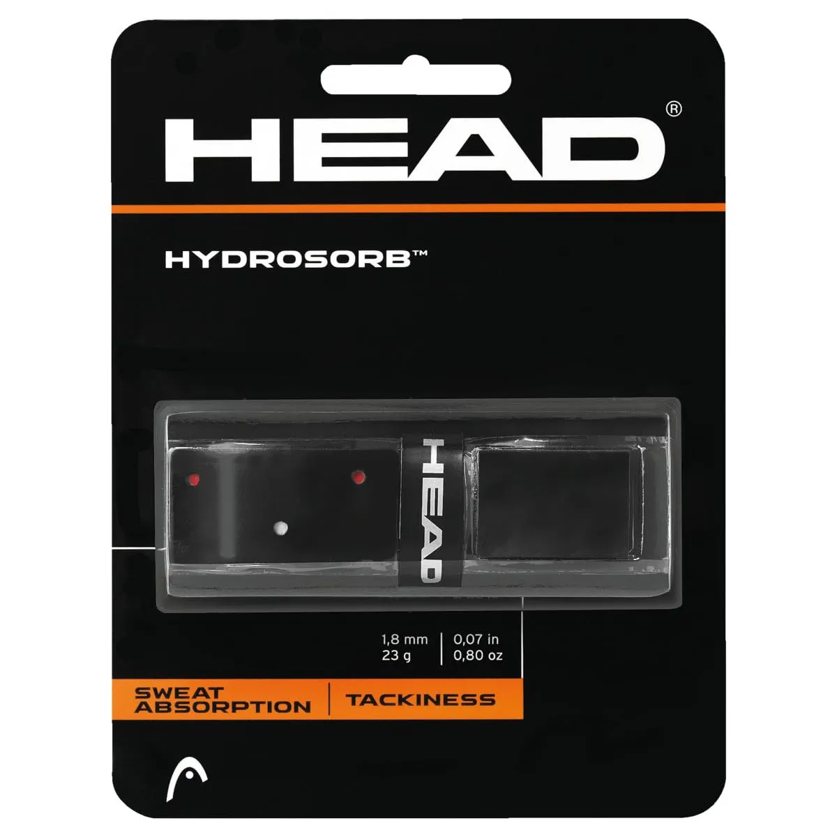 Head Hydrosorb Replacement Grip 1.75mm High-Tack Elastomer Twin-Channel System Black/Red 18g