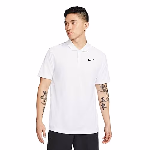 Nike Dri-FIT Solid Short Sleeve Polo Shirt White Size L