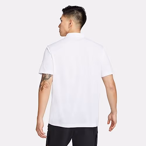 Nike Dri-FIT Solid Short Sleeve Polo Shirt White Size L