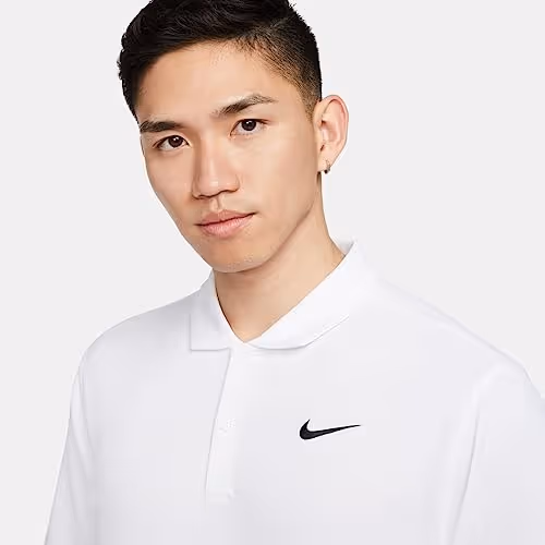 Nike Dri-FIT Solid Short Sleeve Polo Shirt White Size L