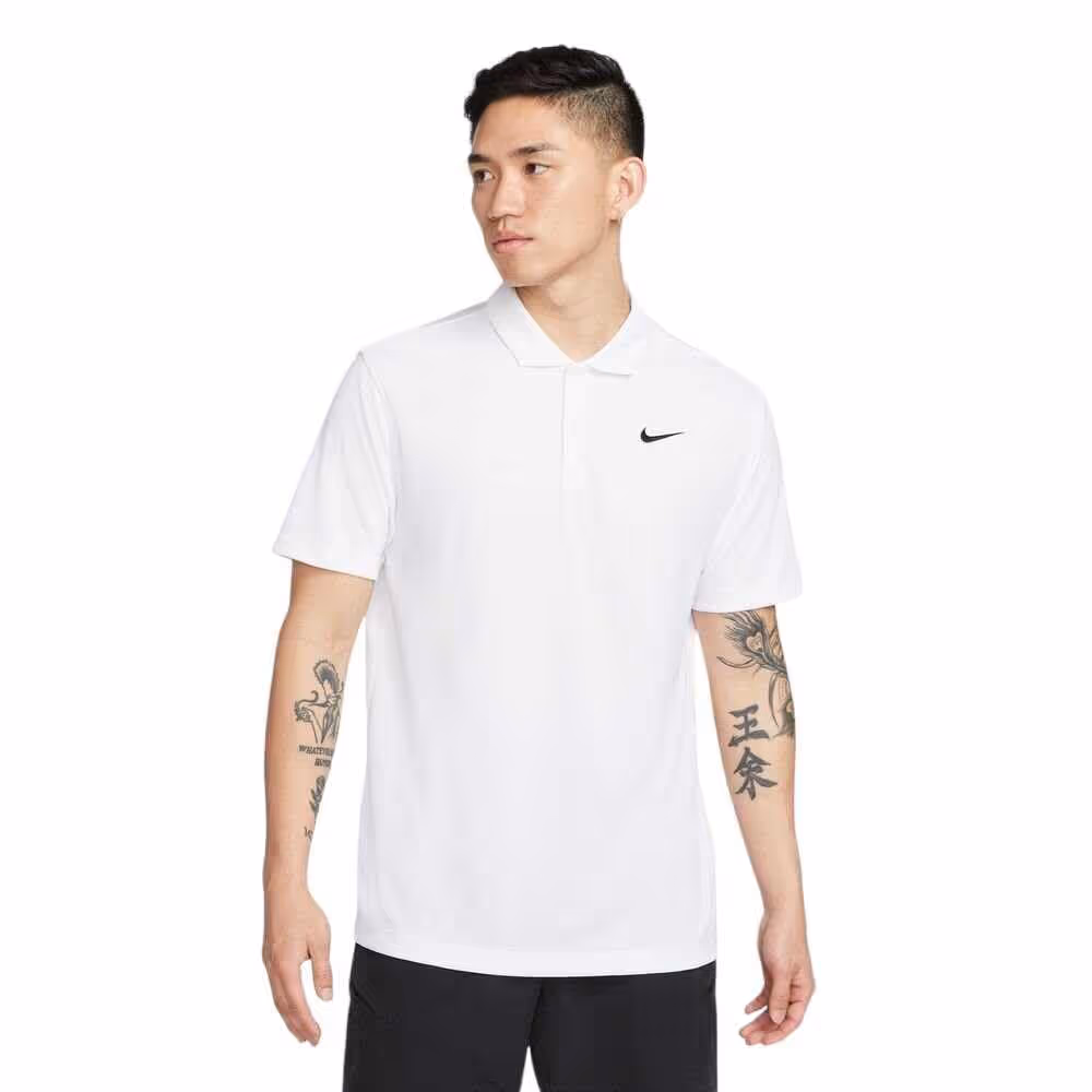 Nike Dri-FIT Solid Short Sleeve Polo Shirt White Size L