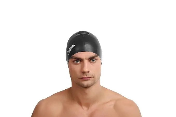 Speedo Flat Silicone Swim Cap Adults Black One Size