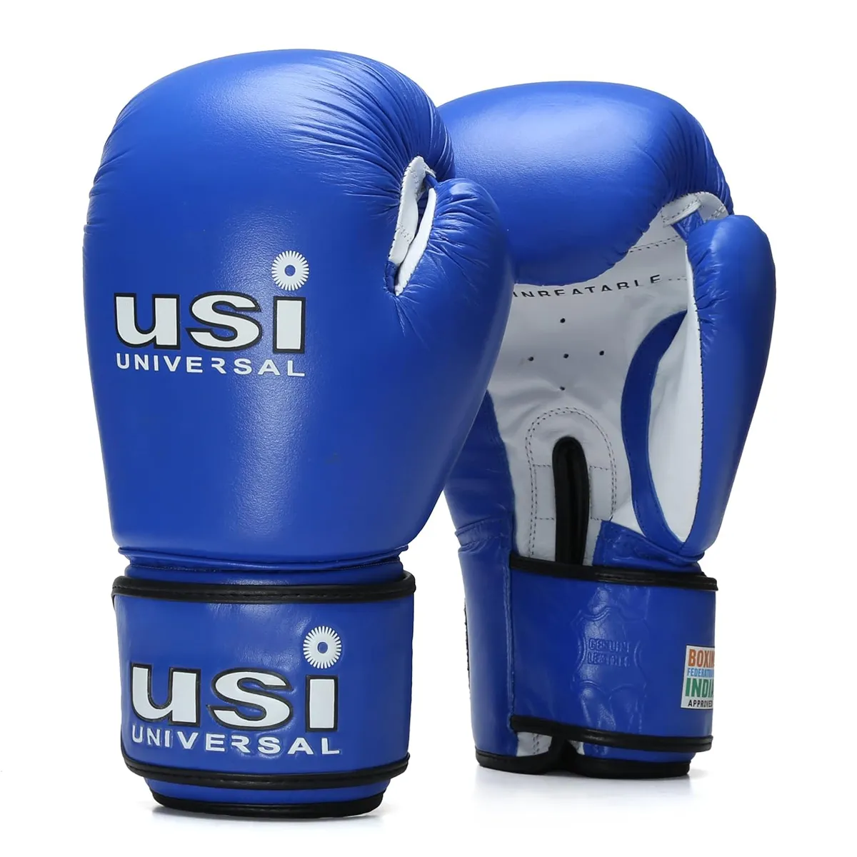 USI Universal 609M Amateur Contest Boxing Gloves Blue 12oz Top Grain Hide Leather IBF