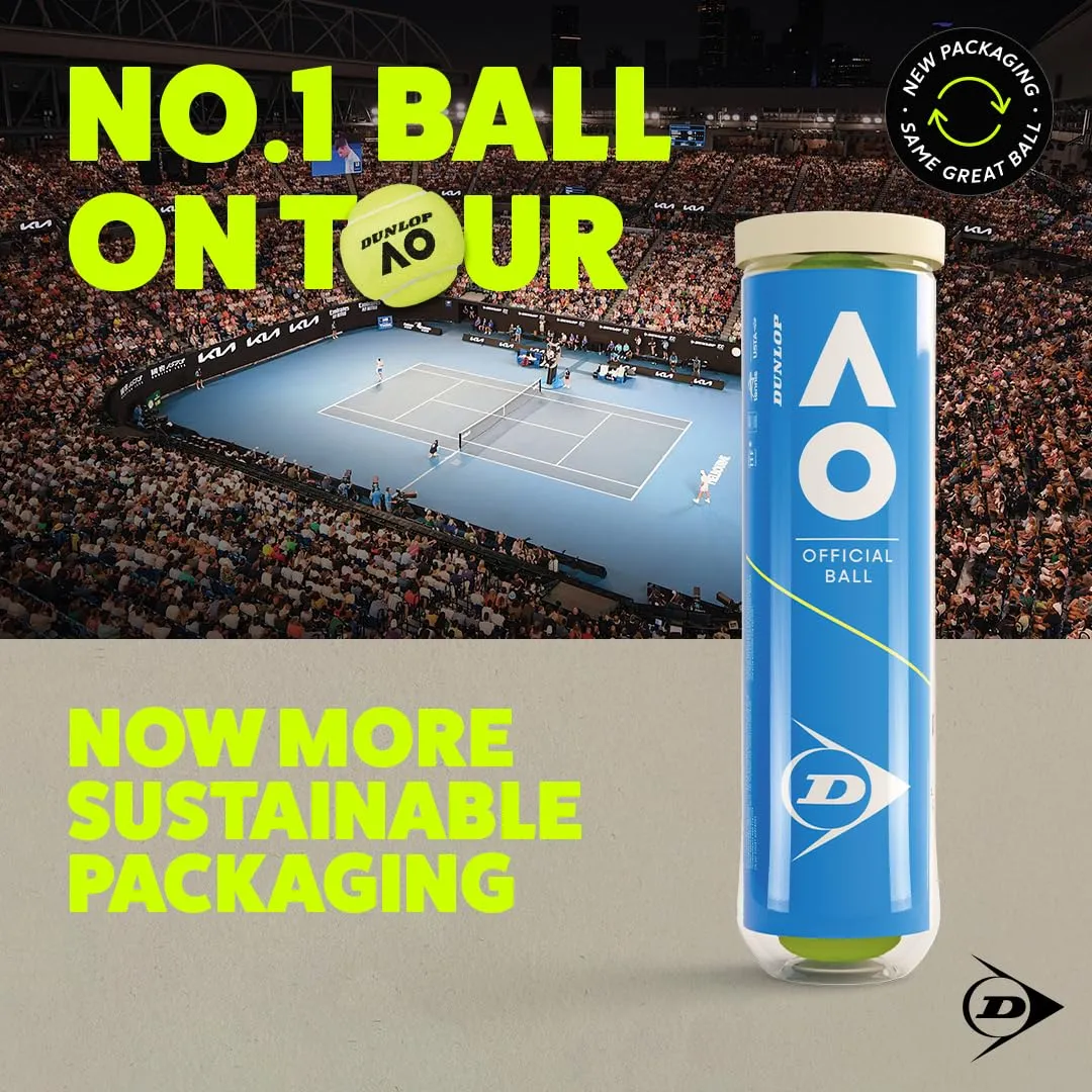Dunlop Australian Open Tennis Ball Official Grand Slam Extra Duty Yellow