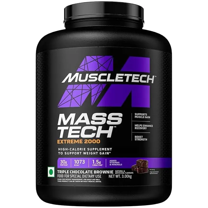 MuscleTech Mass Tech Extreme 2000 High Calorie Mass Gainer 3kg Triple Chocolate Brownie