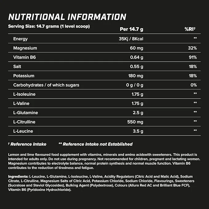 Scivation Xtend BCAA Intra Workout Lemon Lime Squeeze 7g BCAAs 30 Servings Zero Sugar