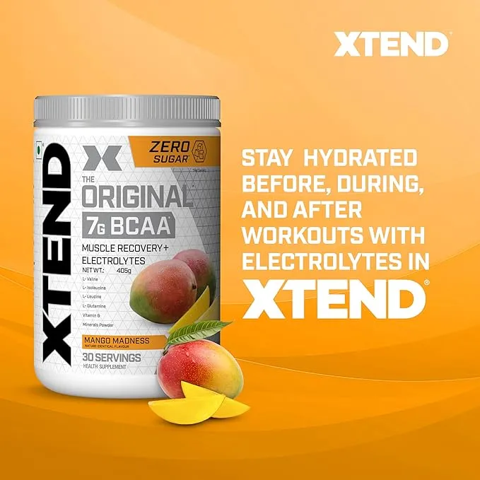 Scivation Xtend BCAA Intra Workout Mango Madness 7g BCAAs 30 Servings Zero Sugar