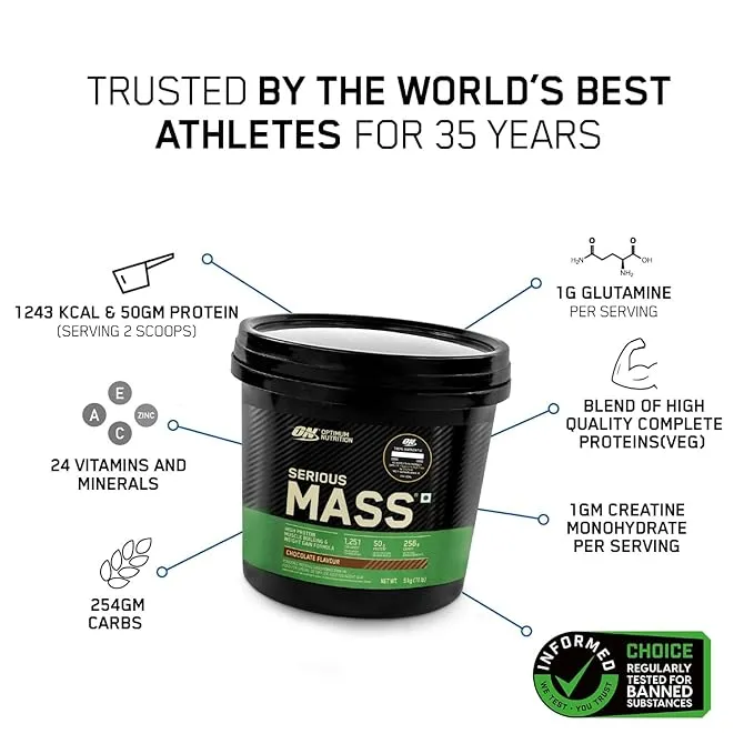 Optimum Nutrition Serious Mass High Protein Weight Gainer 5kg Chocolate