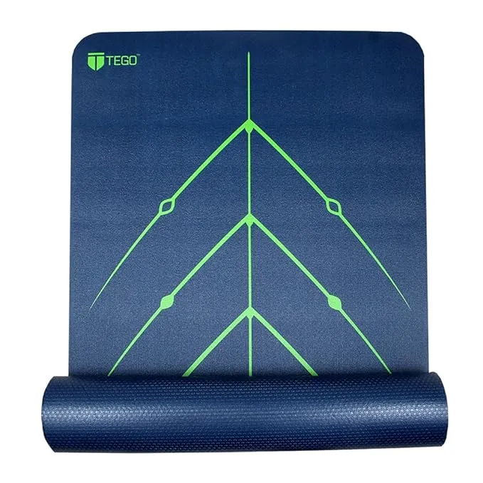 TEGO TS0244-0 Yoga Mat Blue-Green 5mm Eco-Friendly Non-Slip with Posture Reference