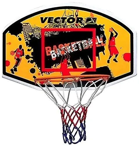 Vector X Basketball Board for Outdoor Wall Mountable 5 No Basket Ball Ring Hoop with Net for Kids, Men, Adults -XL Size (Yellow)