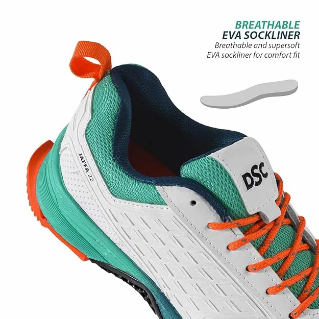 DSC Jaffa 22 Cricket Shoes Sea Green Fluorescent Orange Size 9