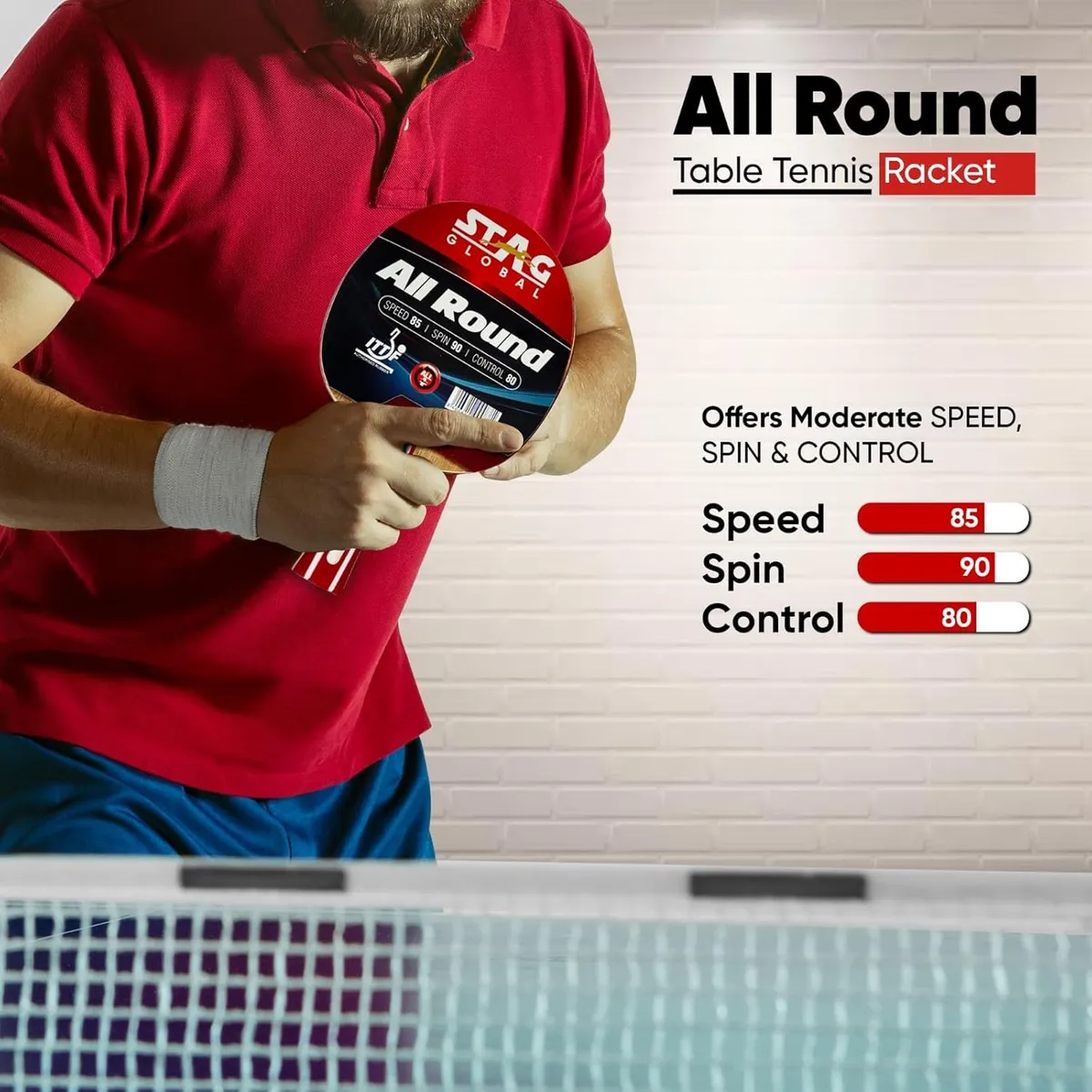 Stag All Rounder Table Tennis Bat Recreational to Club