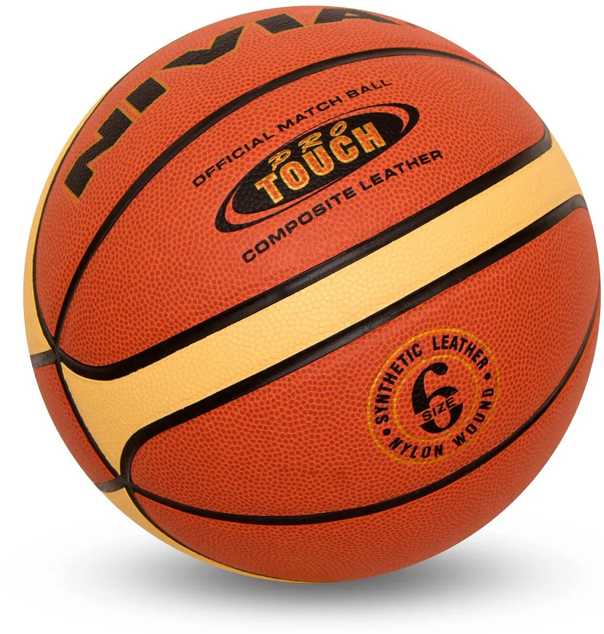 Nivia Pro Touch Basketball Size 6 FIBA Standard 14 Panels PU Leather Indoor BFI Approved