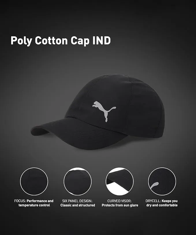 PUMA Poly Cotton Moisture-Wicking Running Cap PUMA Black