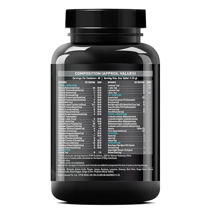 MuscleBlaze MB-Vite Multivitamin Immunity Digestive Enzymes 60 Tablets