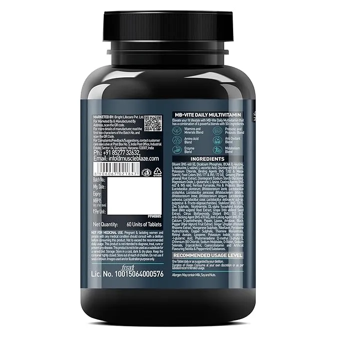 MuscleBlaze MB-Vite Multivitamin Immunity Digestive Enzymes 60 Tablets