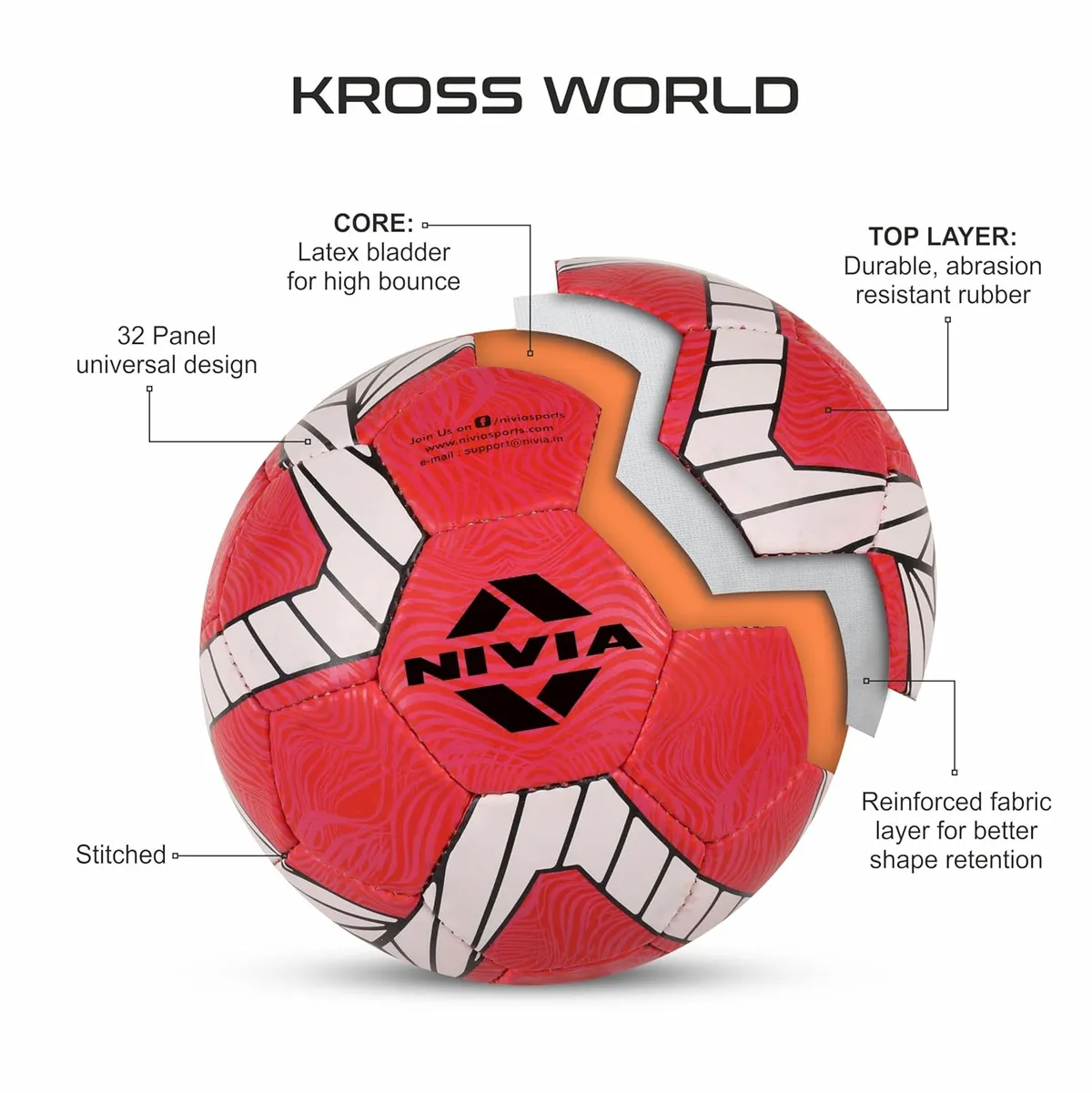 Nivia Kross World Football FB-466 Red Size 5