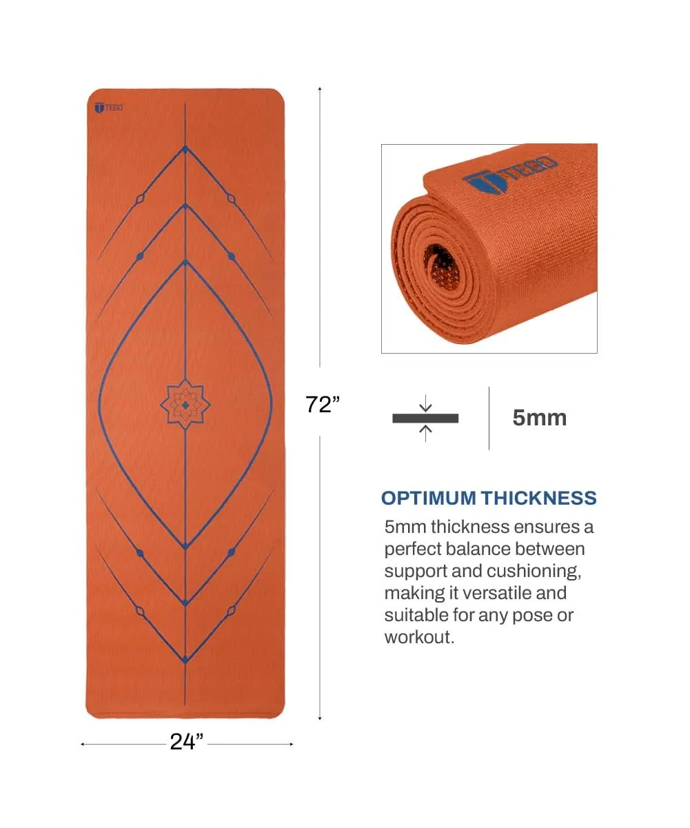 TEGO TS0276-0 Yoga Mat Bronze Navy 5mm Eco-Friendly Non-Slip with Posture Reference
