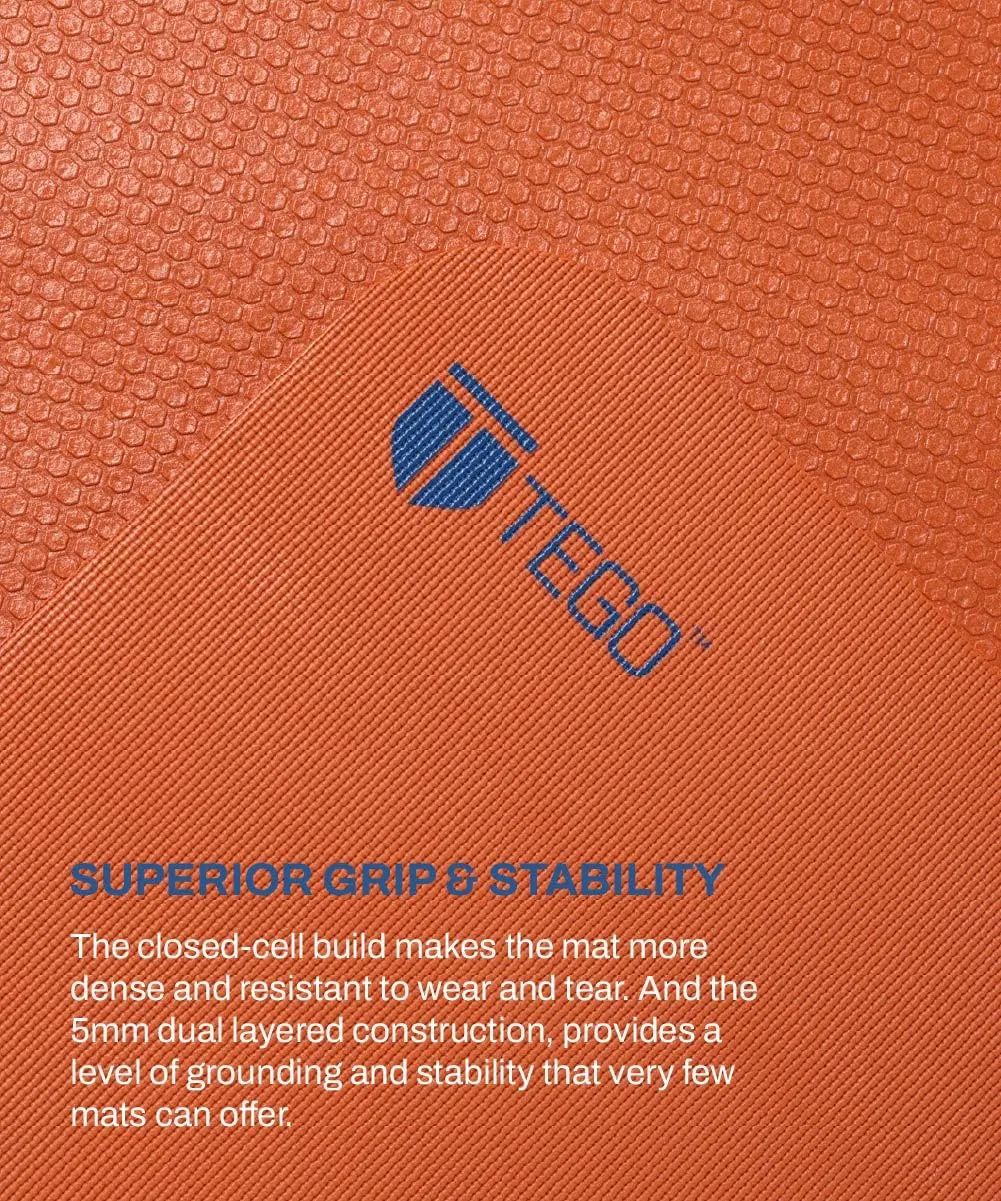 TEGO TS0276-0 Yoga Mat Bronze Navy 5mm Eco-Friendly Non-Slip with Posture Reference