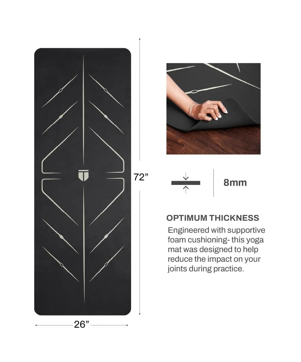 TEGO TS0346-0 Yoga Mat Black/Gold 8mm Premium Non-Slip with Posture Reference