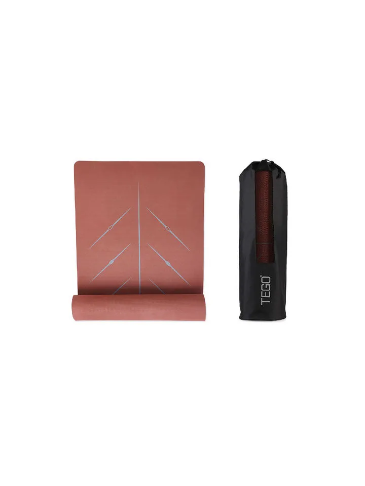 TEGO TS0349-0 Yoga Mat Brick/Grey 8mm Premium Non-Slip with Posture Reference