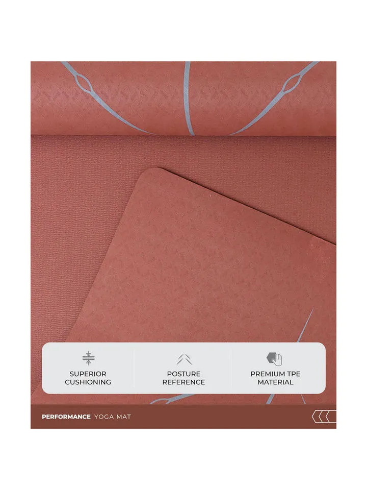 TEGO TS0349-0 Yoga Mat Brick/Grey 8mm Premium Non-Slip with Posture Reference