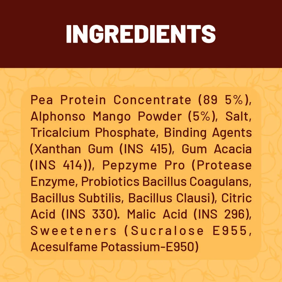 RiteBite Max Protein Plant Protein Alphonso Mango 500g 25g Protein Vegan Probiotic Pepzyme