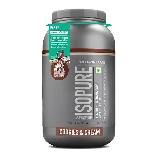 Isopure Nature's Best Low Carb Cookie & Cream 100% Whey Protein Isolate 1 kg (2.2 lb) ~27 Servings