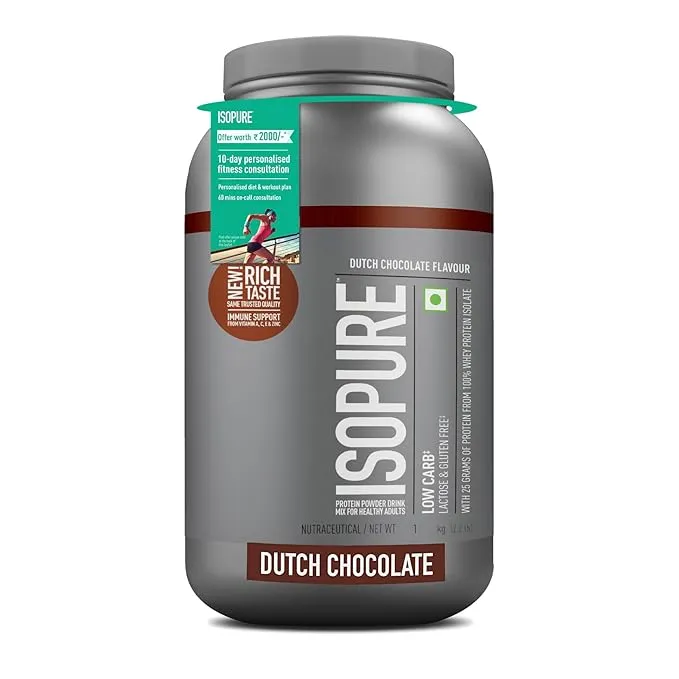 Isopure Nature's Best Low Carb Dutch Chocolate 100% Whey Protein Isolate 1 kg (2.2 lb) ~27 Servings