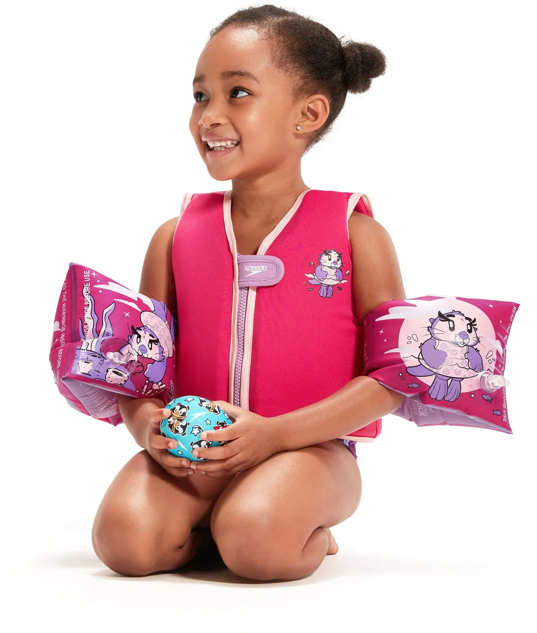 Speedo Printed Swim Armbands Kids Learn to Swim Pink/Purple 2-6 Years