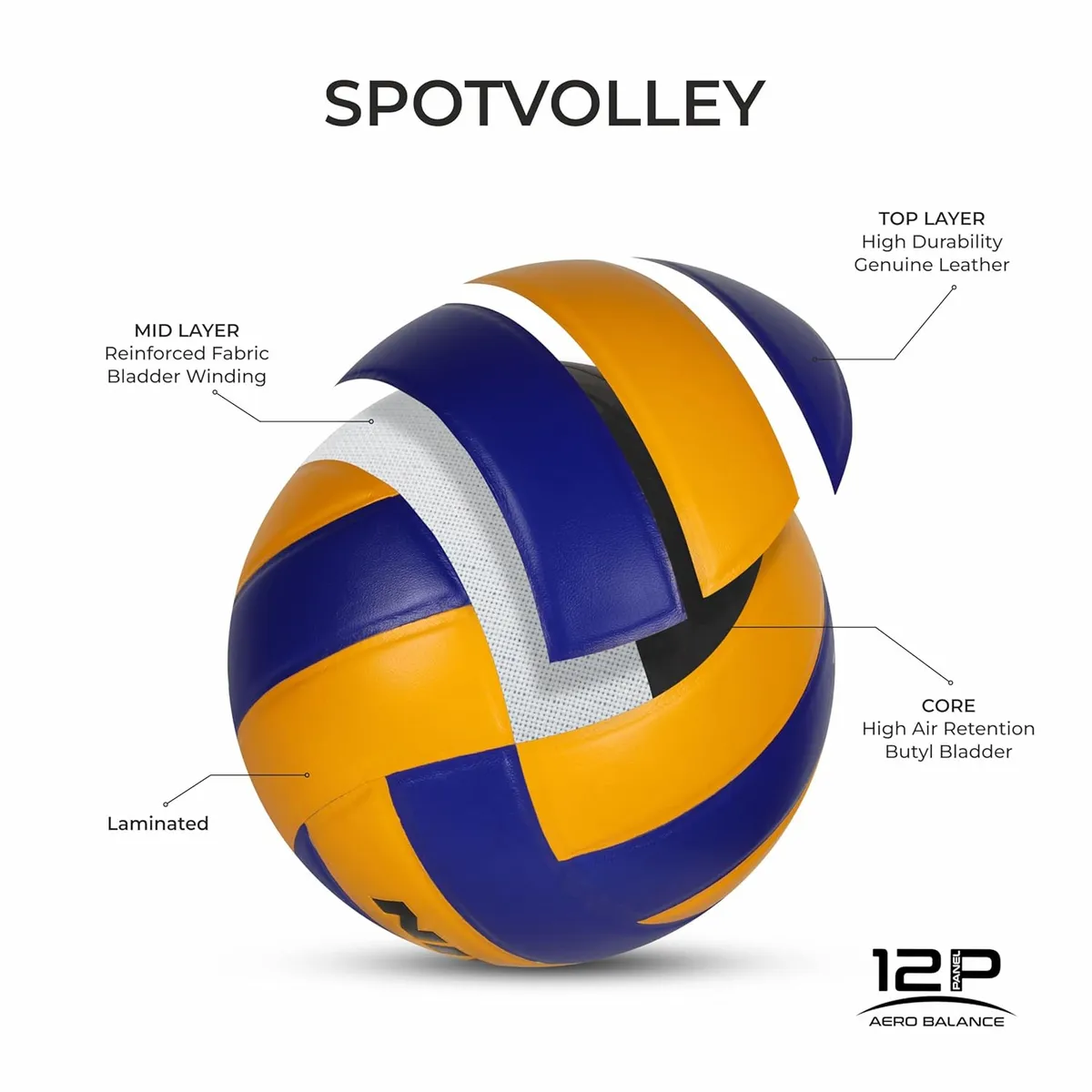 Nivia Sports Volley 492 Volleyball Genuine Leather 12-Panel Size 4