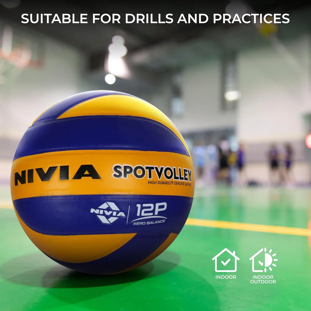 Nivia Sports Volley 492 Volleyball Genuine Leather 12-Panel Size 4