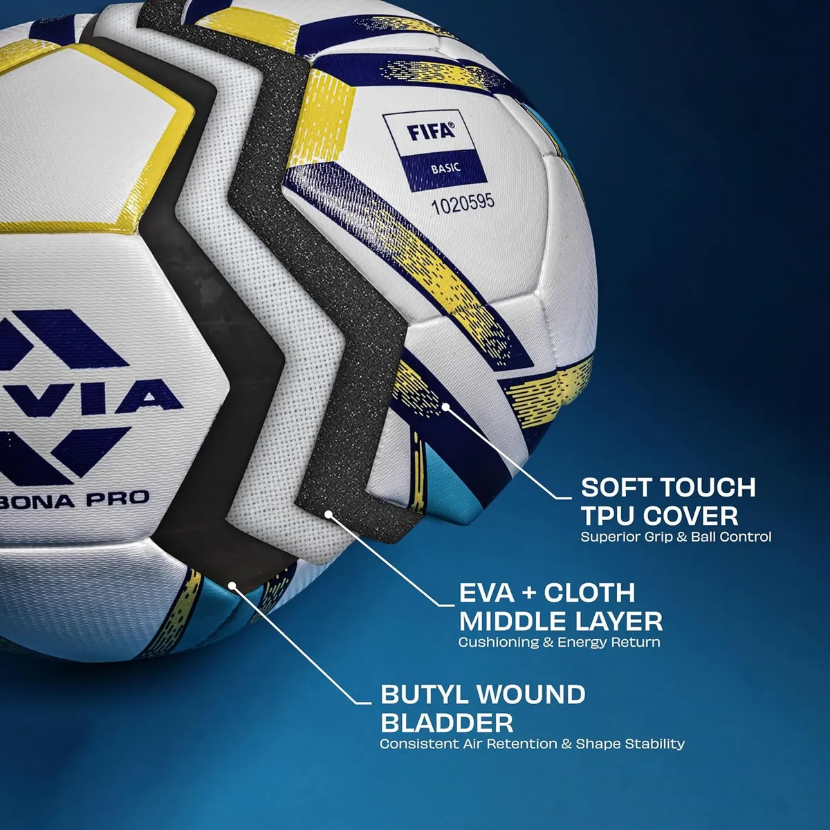 Nivia Rabona Pro Football FB80075 White Size 5
