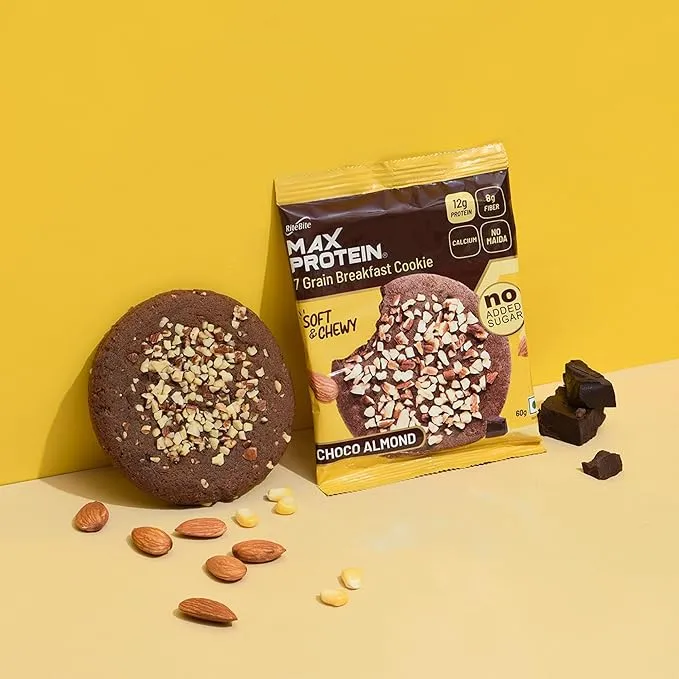 RiteBite Max Protein Choco Almond Cookie 60g Zero Added Sugar 7 Grain