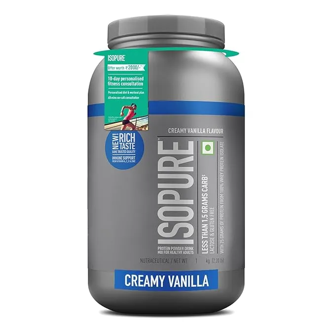 Isopure Nature's Best Low Carb Creamy Vanilla 100% Whey Protein Isolate 1 kg (2.2 lb) ~27 Servings