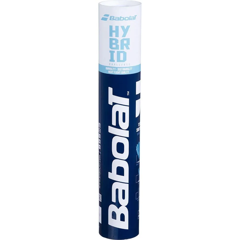 Babolat Hybrid Challenge Badminton Shuttlecock Speed 77 White Pack of 12